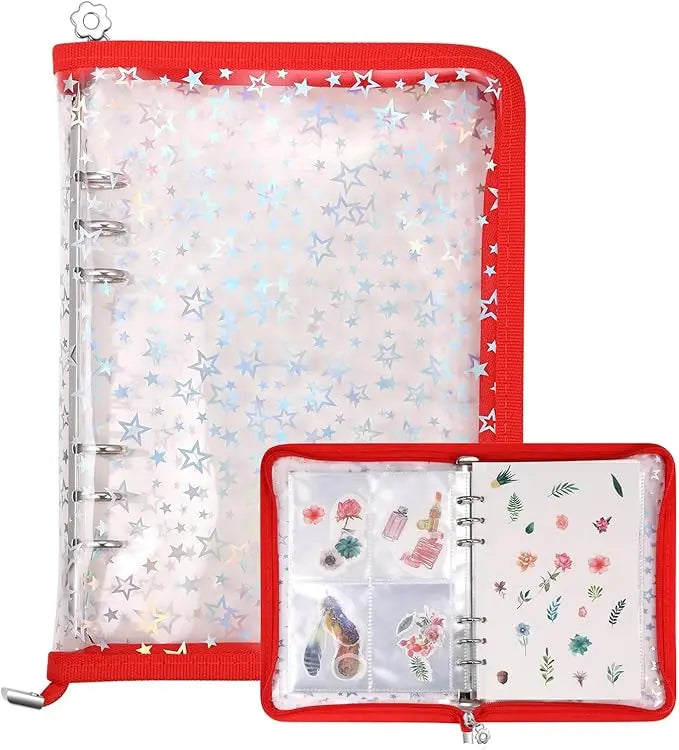 album photo transparent moderne étoiles dorées anneaux métalliques pochettes réutilisables pvc a5