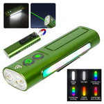 lampe torche multifonction vert moderne clips magnétiques rechargeable usb étanche camping randonnée