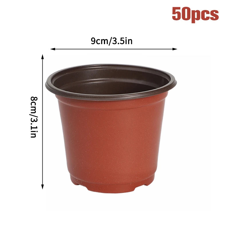 pots fleurs plastique rouge brun moderne grille drainage 10cm 12cm 9cm