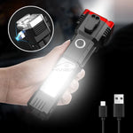 lampe poche rechargeable marteau sécurité lampe torche intense auto défense noire rouge led