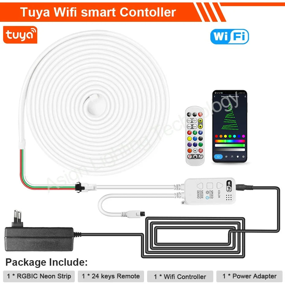 ruban led flexible multicolore moderne controle wifi bluetooth 12v 96leds