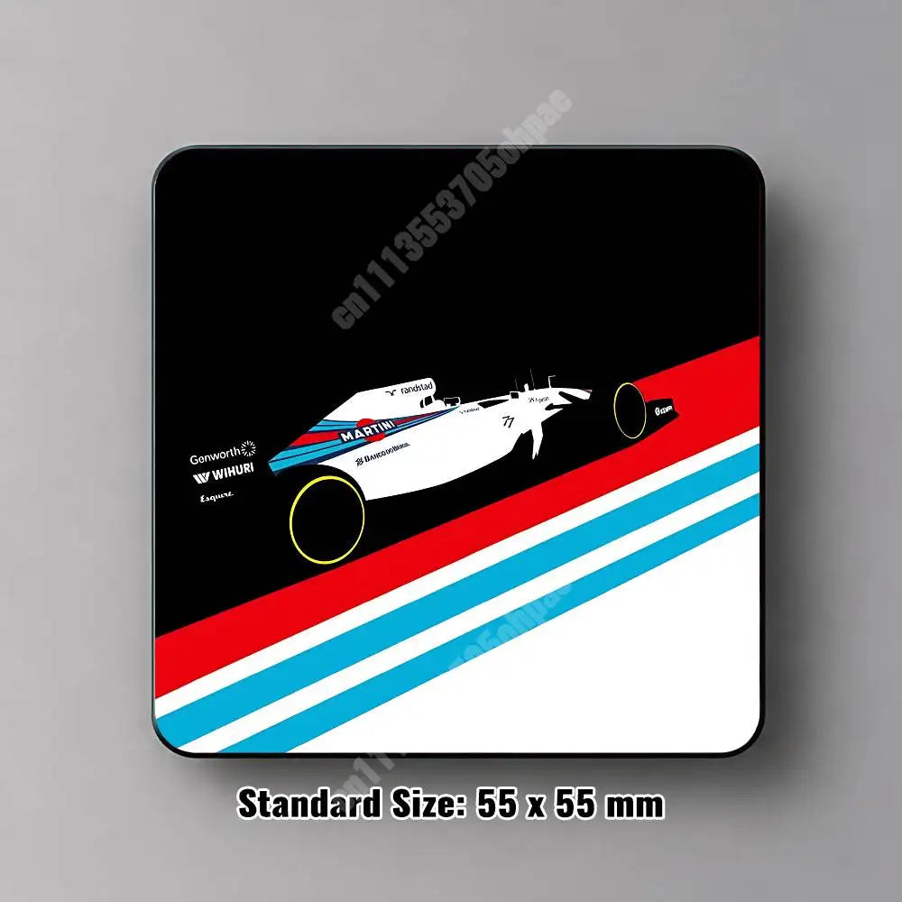 coasters aimants réutilisables rayures racing bleu rouge blanc Williams Martini