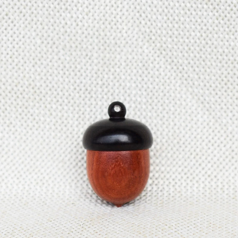 boîte rangement noix érable artisanale anneau métallique portable conteneur petit objet grain bois marron