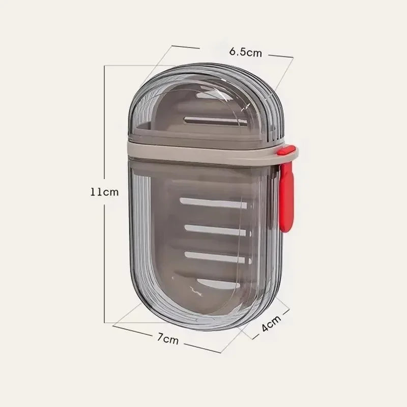 porte savon transparent moderne boîte couvercle plateau drainage gris rouge pratique salle bain