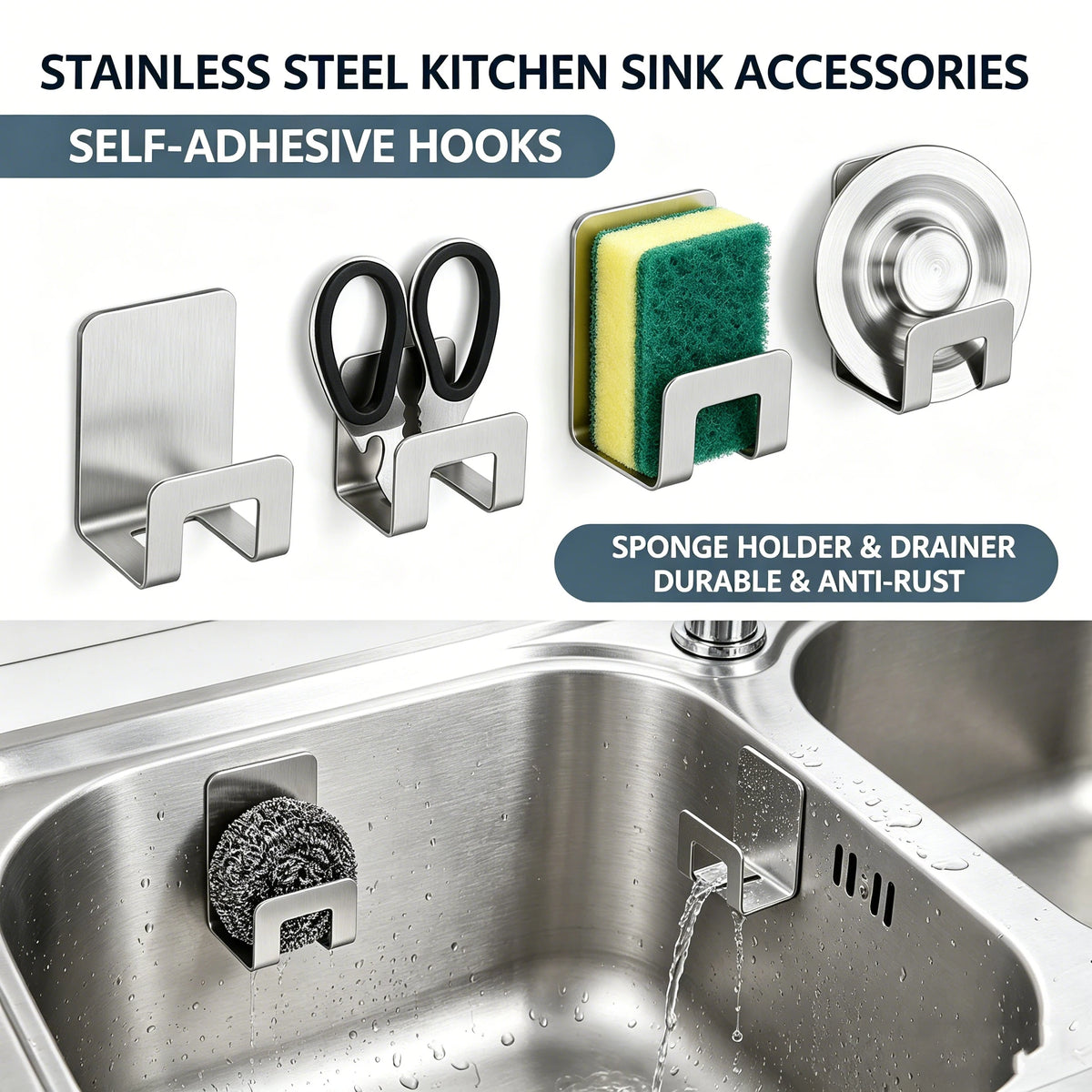 accessoires cuisine acier inoxydable argenté adhésif moderne vaisselle nettoyage découpe bouteille eau planche bambou