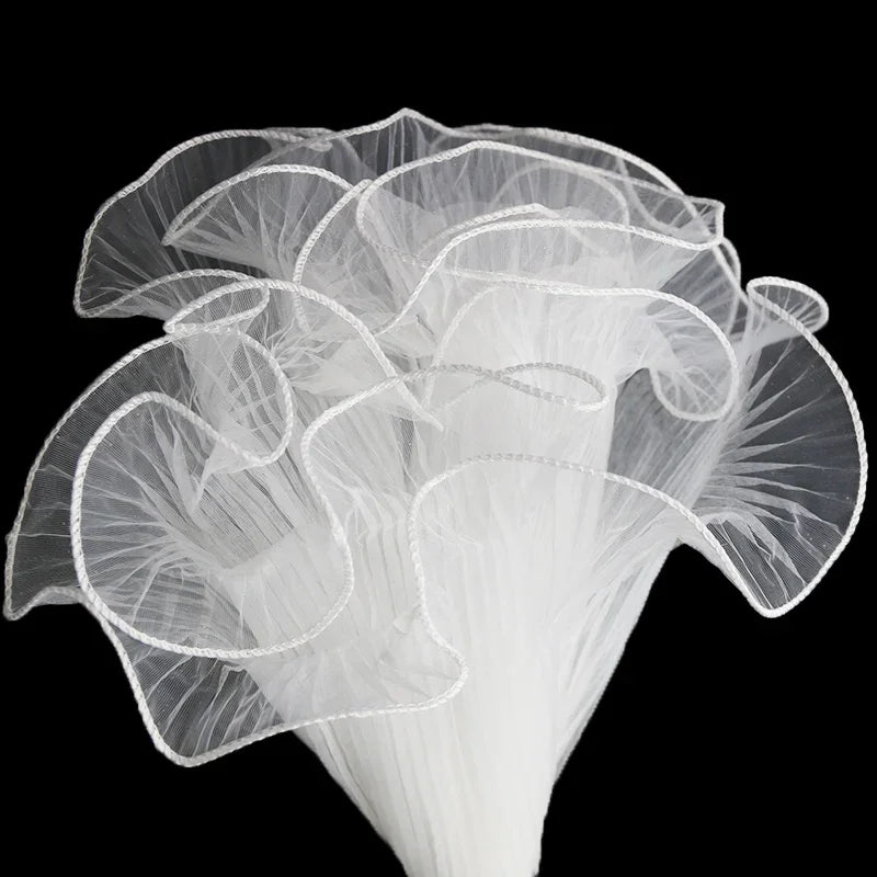 accessoires cheveux dentelle mariage blanc rose noir élégants romantiques 28cm translucent lignes fines