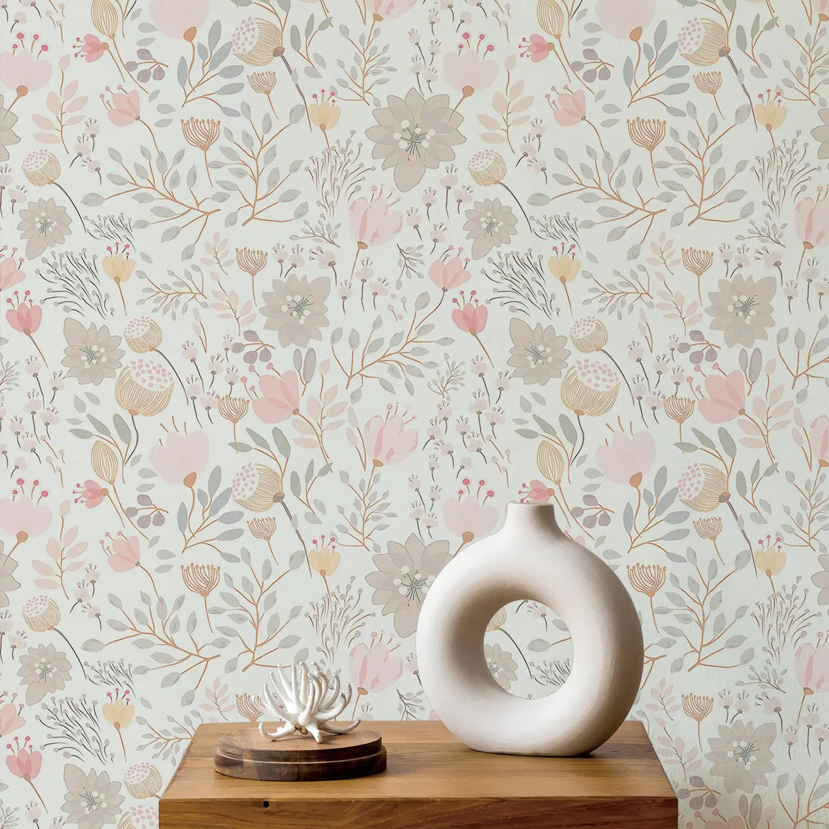 papier peint fleurs modernes autocollant chambre enfant rose blanc floral résistant humidité