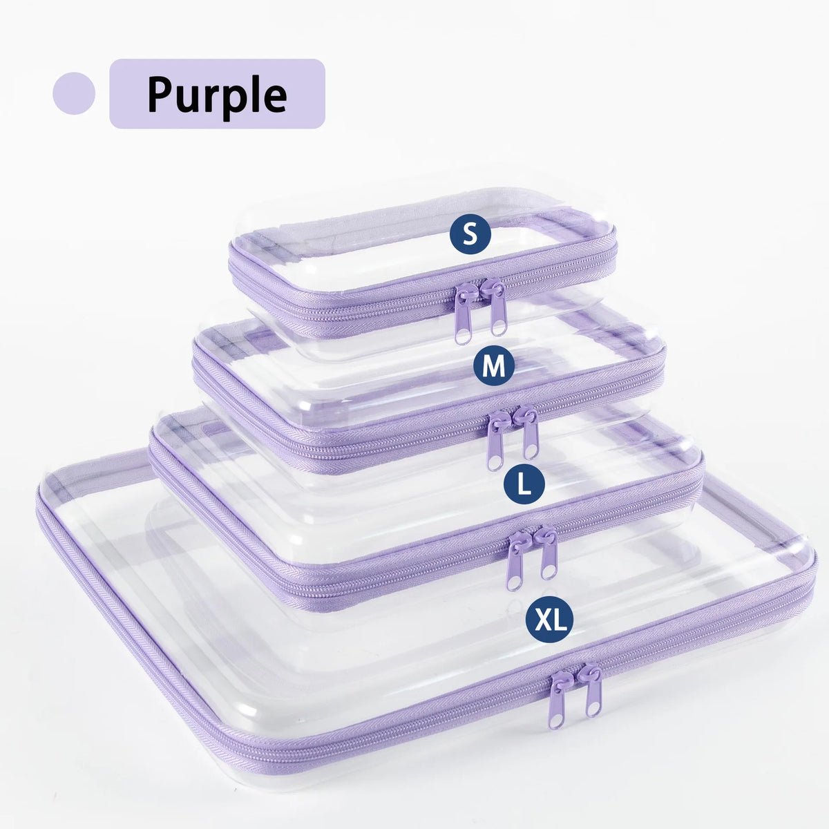 boîtes rangement transparentes réutilisables fermeture glissière couleurs rose violet bleu clair moderne pratique diverse