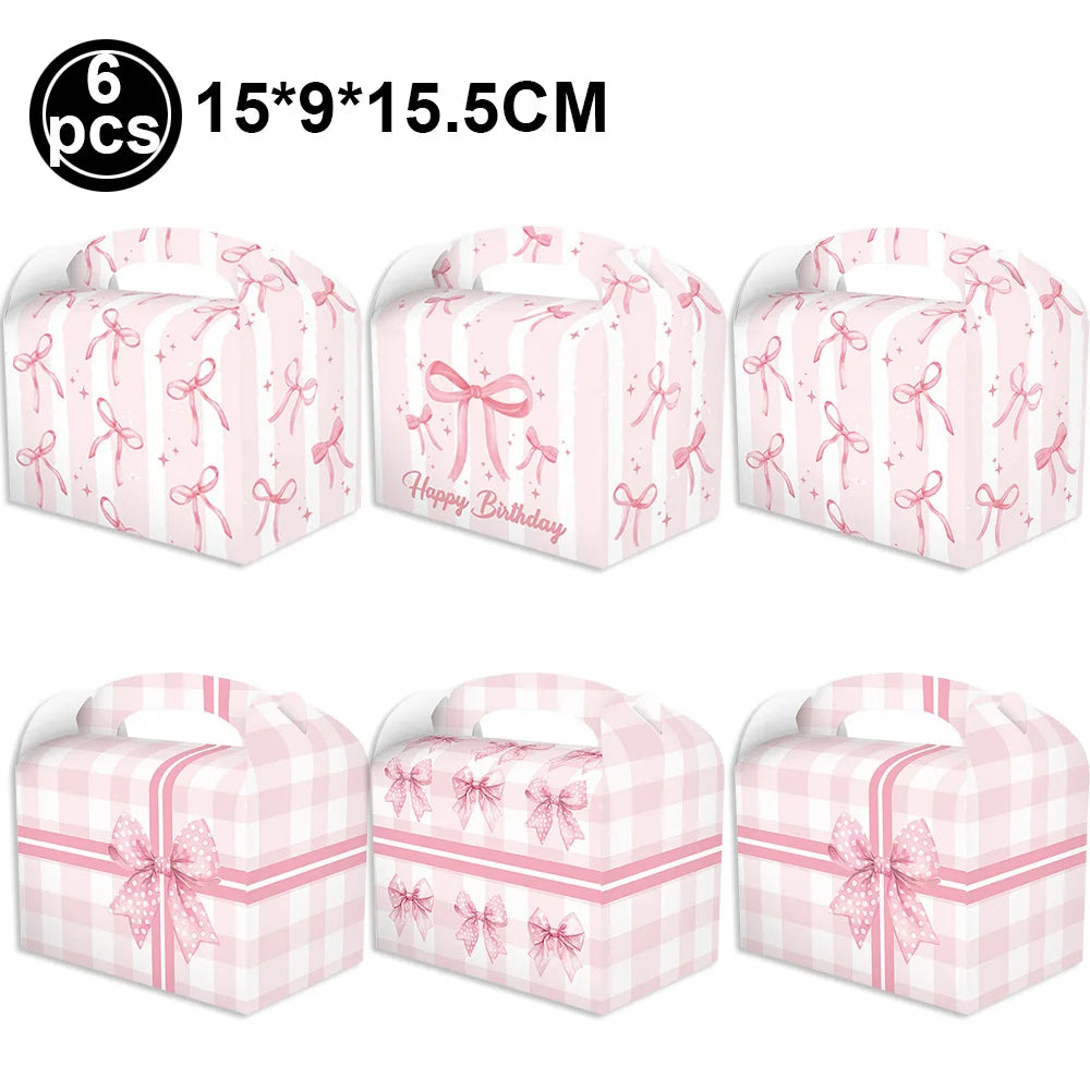 petites coupes papier rose motif rubans moderne blanc festives mariage anniversaire enfants