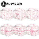 petites coupes papier rose motif rubans moderne blanc festives mariage anniversaire enfants