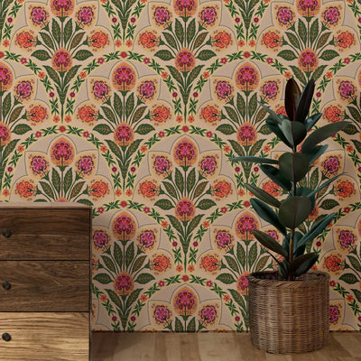 Papier peint floral vintage blanc autocollant mural