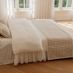 drap lit houndstooth beige clair classique motif carreaux qualité supérieure maison decoration chambre texture