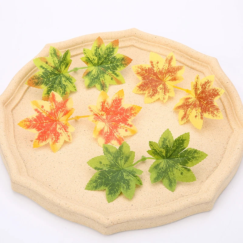 feuilles artificielles automne vert jaune orange marron veines naturel intérieur décoration mariage anniversaire exposé