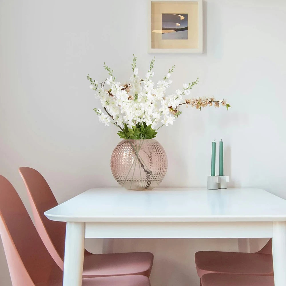Décoration intérieure moderne bouquet artificiel fleurs delphinium rose clair blanc vase 84cm 6pcs