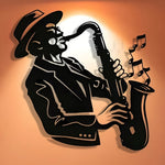 tableau mural noir saxophoniste illustration musicale art populaire décoration salon chambreOpaque 30cmx30cm