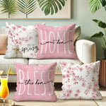 housse coussin imprimé fleurs roses hello spring sweet opaque moderne 45x45cm polyester