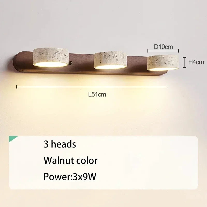 lampe murale moderne scandinave bois naturel texture bois finition bétonnée interrupteur chaîne LED 9W