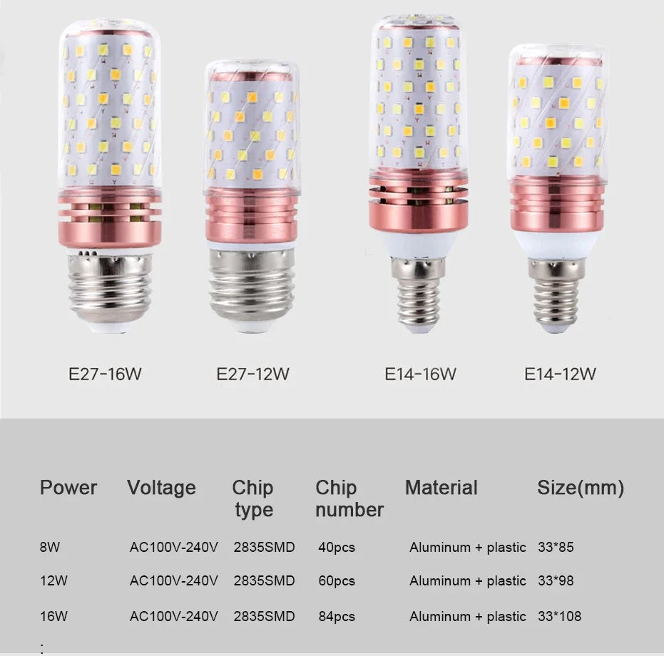 ampoule led épis maïs e27 e14 blanc doré moderne sans scintillement 12w 16w 8w