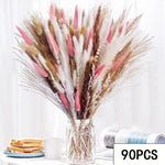 bouquet fleurs séchées pampa plumes fines beige blanc rose pâle naturel rustique clips decoration