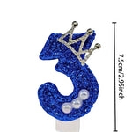 bougies chiffre anniversaire bleu pailleté décoratives festives crochet couronne numérotées grande taille