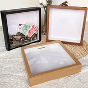 cadre photo 3D verre transparent bois moderne décoration murale boîte argent coton noël