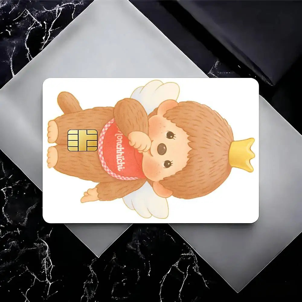 autocollants cartes visite illustration animée monchhichi coeurs géométriques réutilisables étanches single piece package