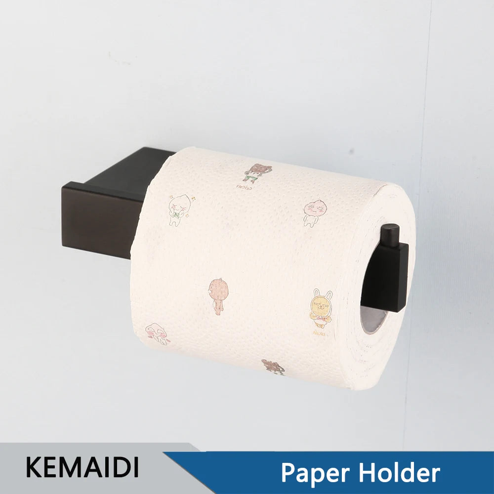 accessoires salle bain noir moderne ensemble porte serviettes papier toilette brosse dents móc cosmétiques