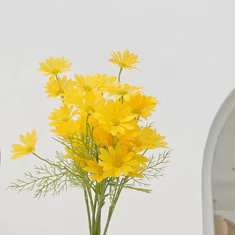 bouquet fleurs artificielles jaune blanc decoration intérieur mariage anniversaire minimaliste