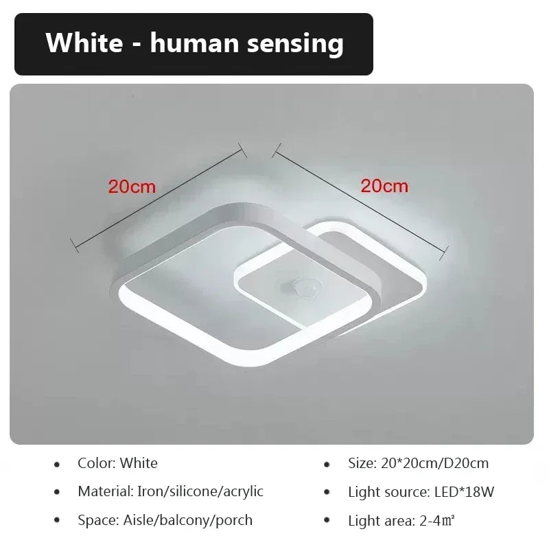 lampe moderne led sensor mouvement blanc noir minimaliste aluminium fer