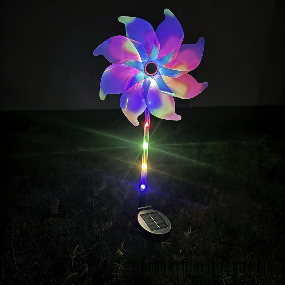 lampes solaires led forme fleur artificielle extérieure jardin decoration noel violet rose bleu vert