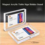 support signe table acrylique magnétique moderne transparent publicité 100x100mm 100x70mm 120x80mm 82x55mm 90x60mm