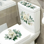 sticker adhésif fleur blanc moderne décoration couvercle toilette salle bain autocollant vinyle imperméable