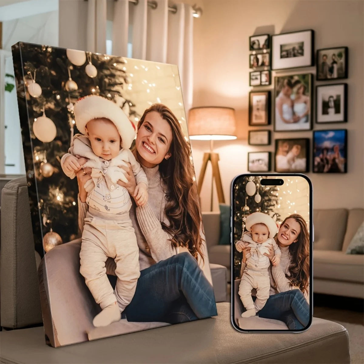toile d'art moderne photo famille cadre minimaliste occasion noël anniversaire mariage