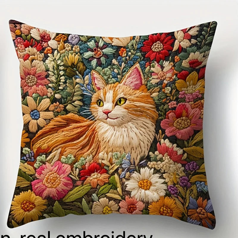 housses coussins carrés imprimé floral modernes polyester peacheskin décoration maison lit voiture 45x45cm