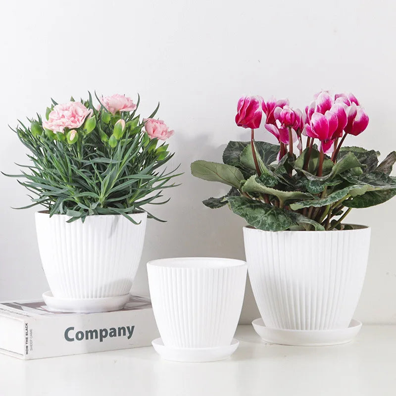 pots fleurs modernes rayures vertes blancs bleus marines plateau amovible intérieur extérieur
