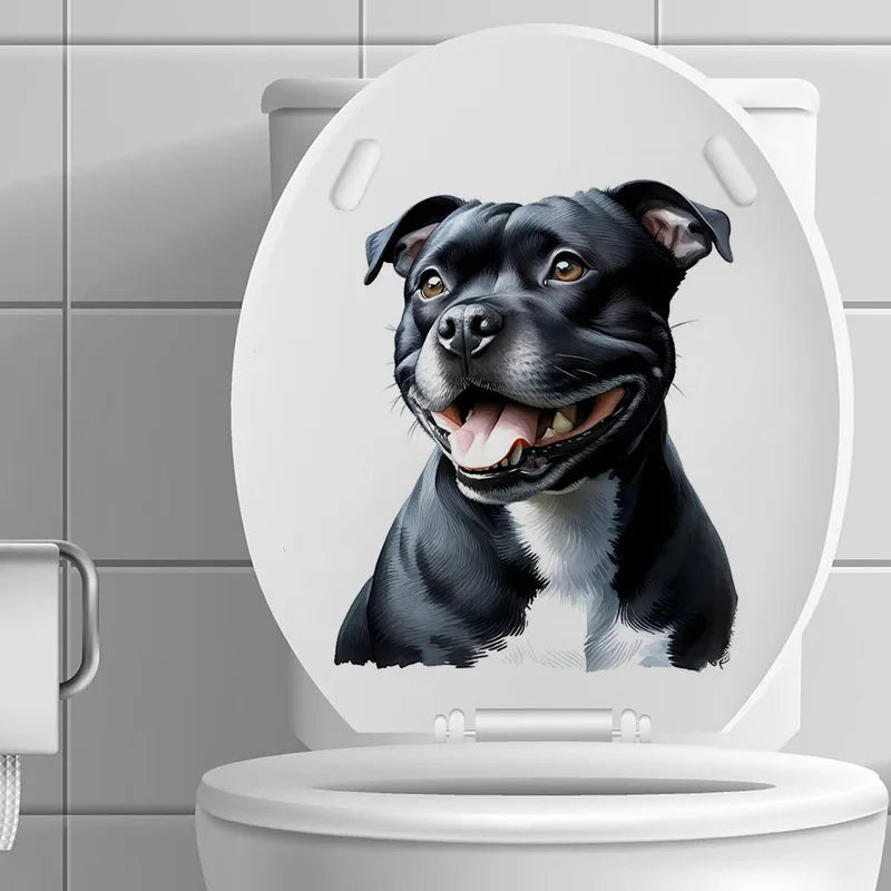 sticker adhésif mur illustration chien moderne noir blanc gris vert bleu pvc amovible réutilisable