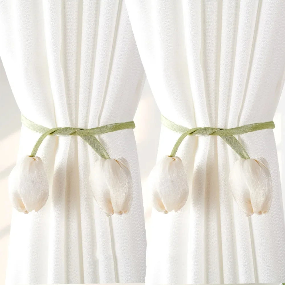boucles rideau tulipes fleurées vert jaune rose violet blanc décoratives adhésives modernes floral