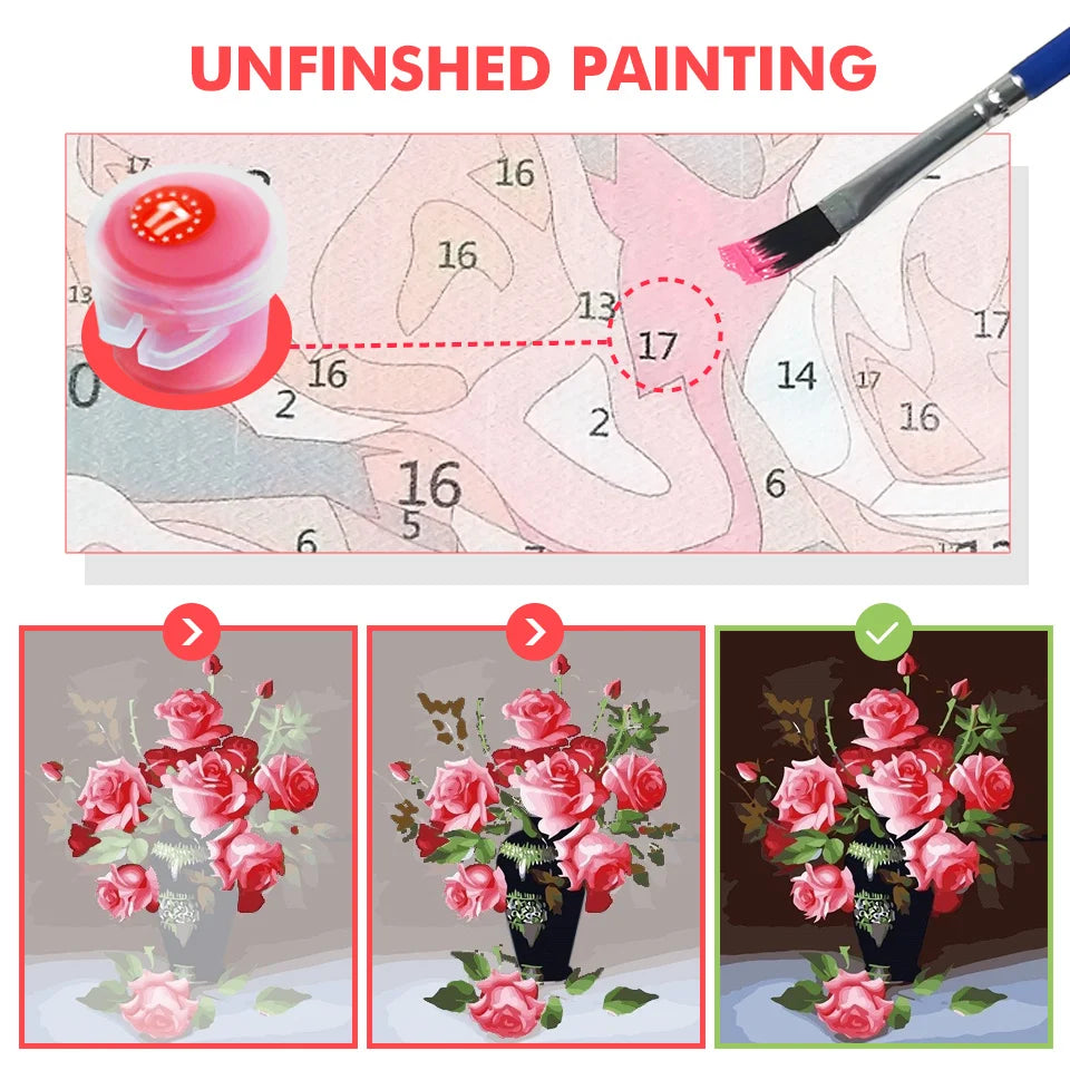 peinture numéros cadre mural toile artistique différents motifs floral