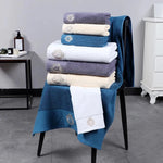 ensemble serviettes bain coton brodé grande serviette visage douche douce absorbante couleur unie