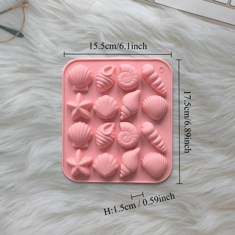 moule silicone coquillage étoile mer moderne bleu rose vert gâteau décoration pudding gelée