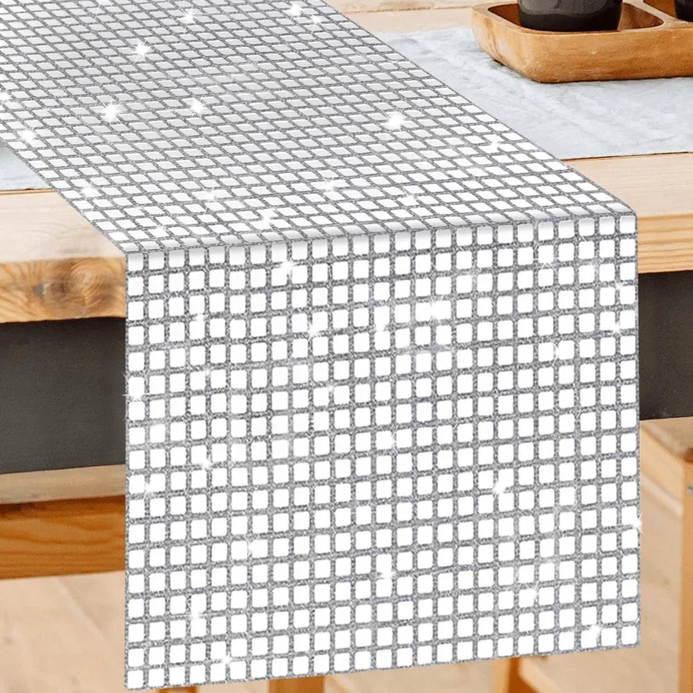 table table paillettes argent noir carreaux modernes élégantes mariage fêtes decoration chambre restaurant