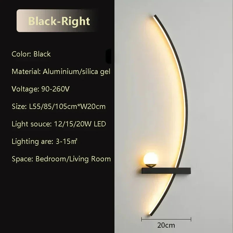 applique murale led moderne noire 55cm 105cm lampe led minimaliste chambre salon