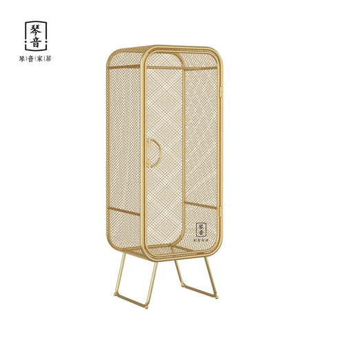 armoire vêtements or maille métallique moderne roulettes 190cm haute tiroirs