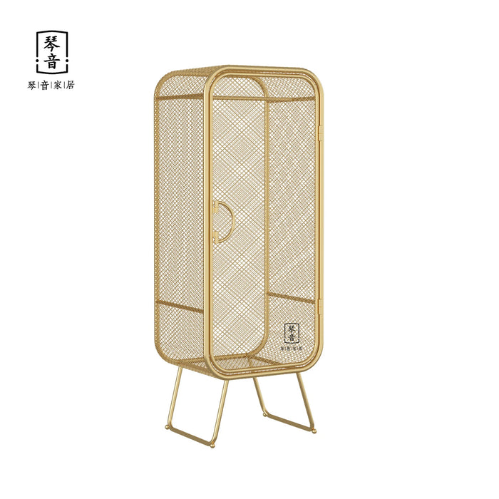 armoire vêtements or maille métallique moderne roulettes 190cm haute tiroirs