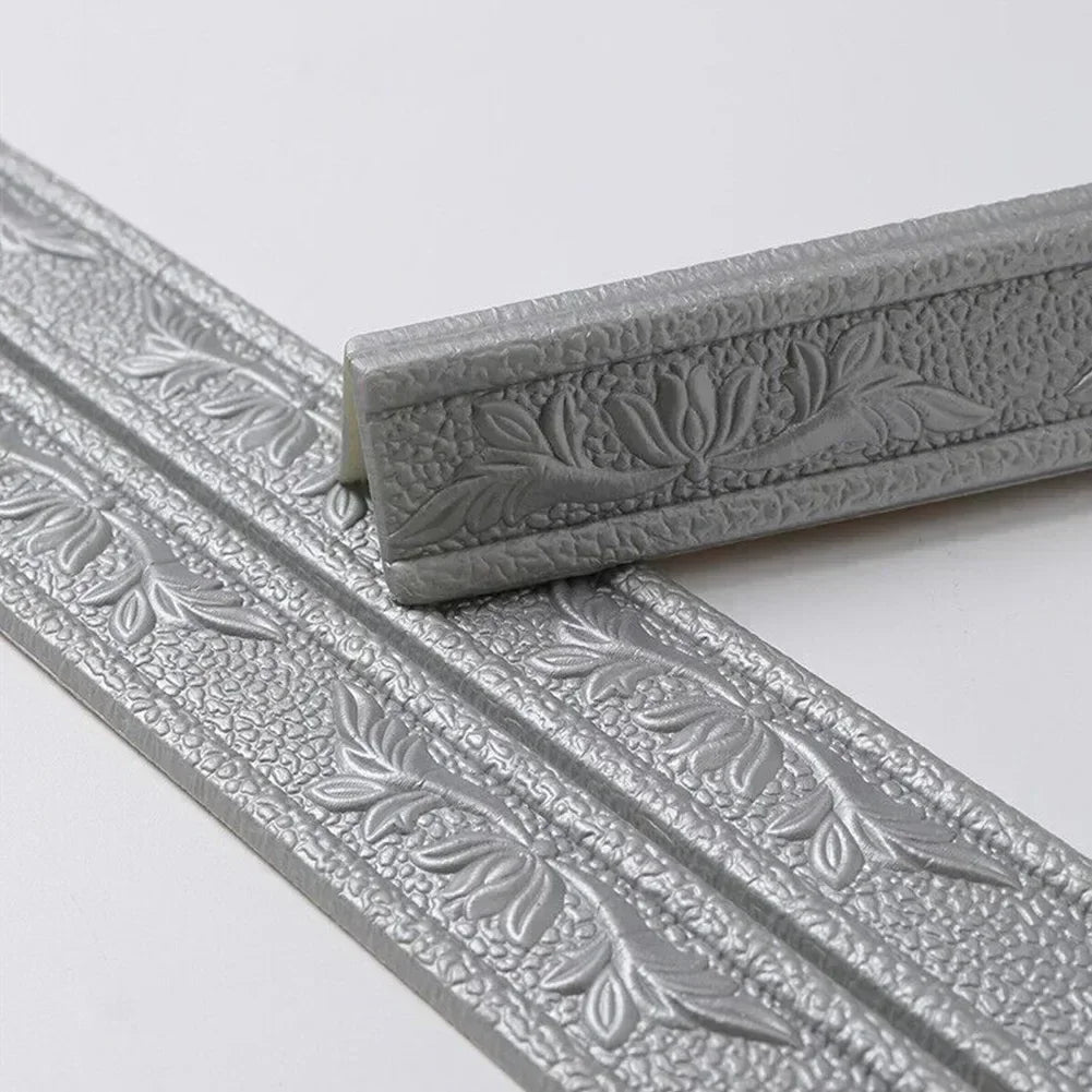 profil decoratif floral adhesif beige gris jaune rose relief classique abstrait 3d mousse autoadhésive