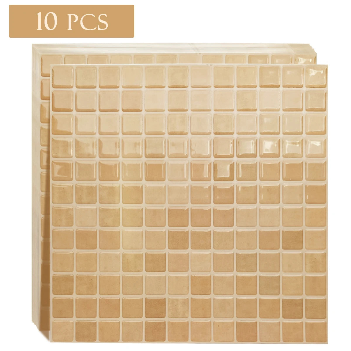 carreaux muraux auto adhésifs mosaïque carrée moderne marron foncé vert résistants eau pack 10