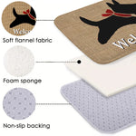tapis d'entrée moderne motif chien noir écharpe rouge fond beige antidérapant polyester