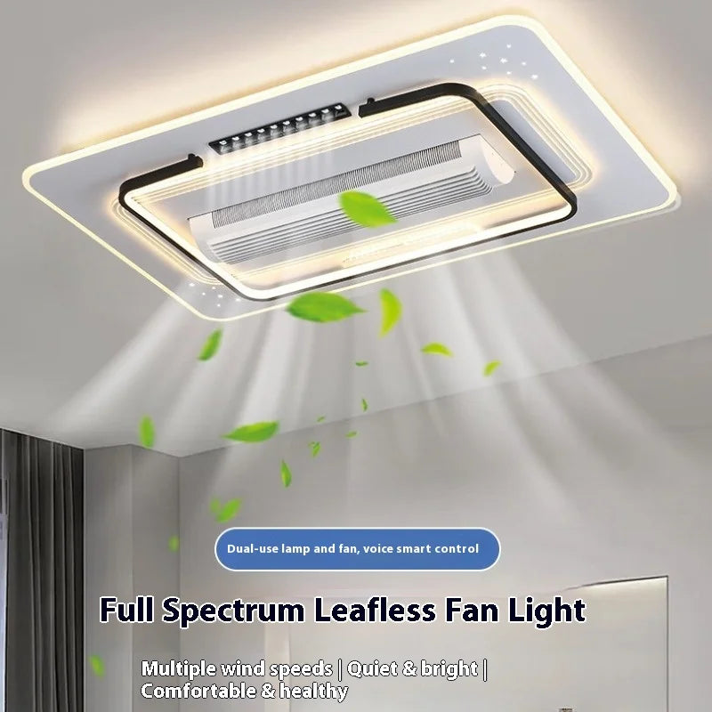 ventilateur lumiere moderne minimaliste concentrique blanc argenté led intelligent