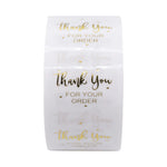 autocollants merci votre commande noir rose doré transparents élégants cœurs écriture manuscrite lot 50