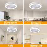 ventilateur lampe led moderne blanc noir doré gris rose bleu rond lisse